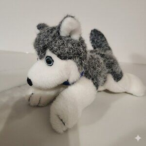Husky Gas Dog Plush Stuffed Animal Blue Collar Realistic Eyes